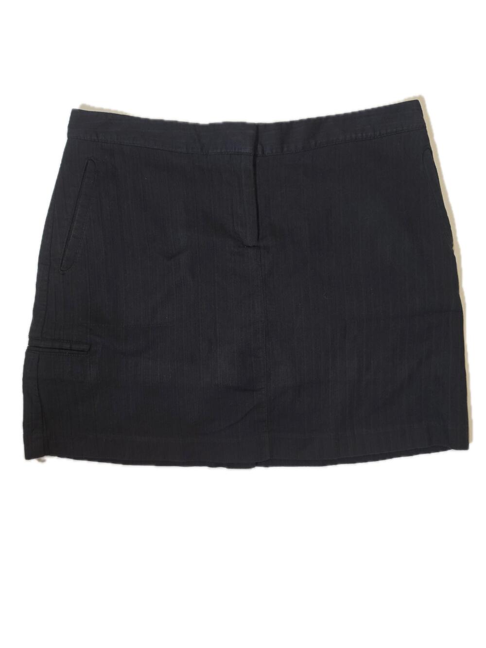 IZOD Skirt Womens 10 Black Mini Striped Woven Pockets Lined Stretch Business